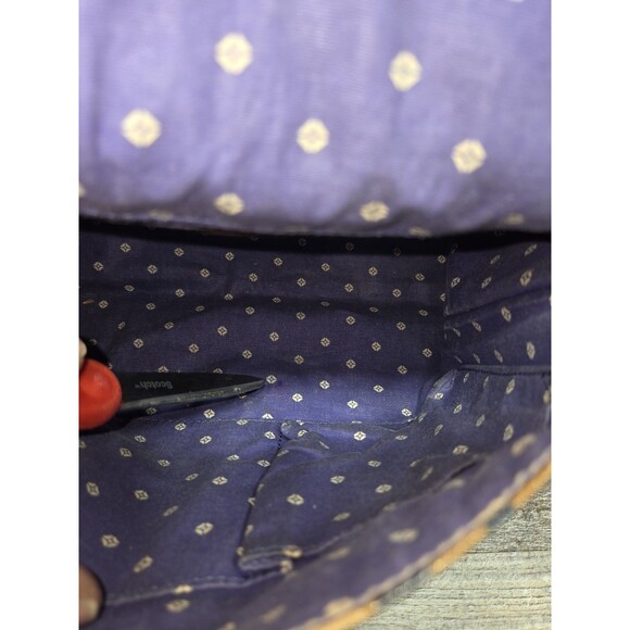 Fossil Crossbody Navy Blue Bag Colored Floral Print Coated Canvas Colorful - Picture 9 of 16